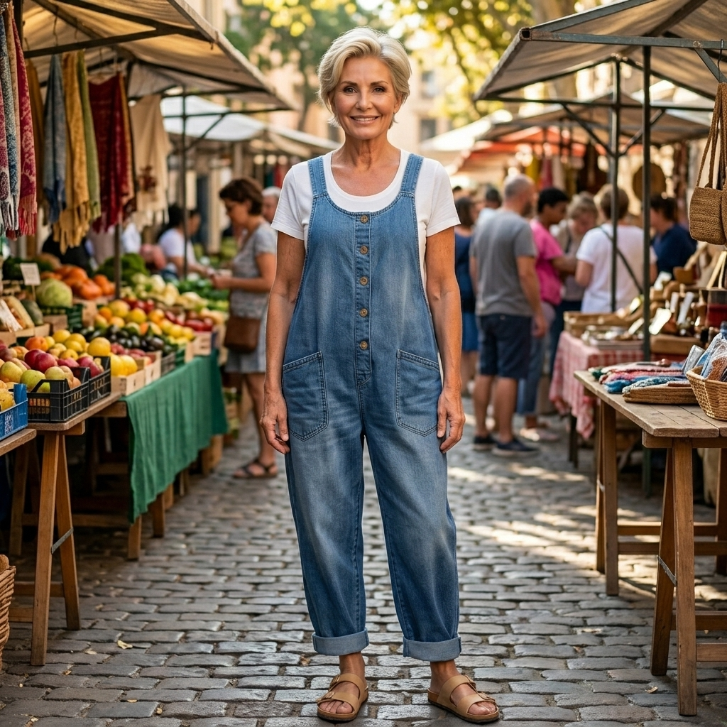 Rowella - Weiche Latzhose mit weitem Bein