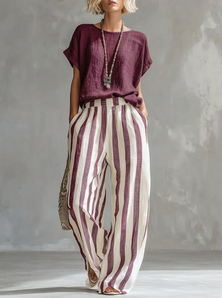 Eulalie - Strukturiertes Shirt-und-Shorts-Set