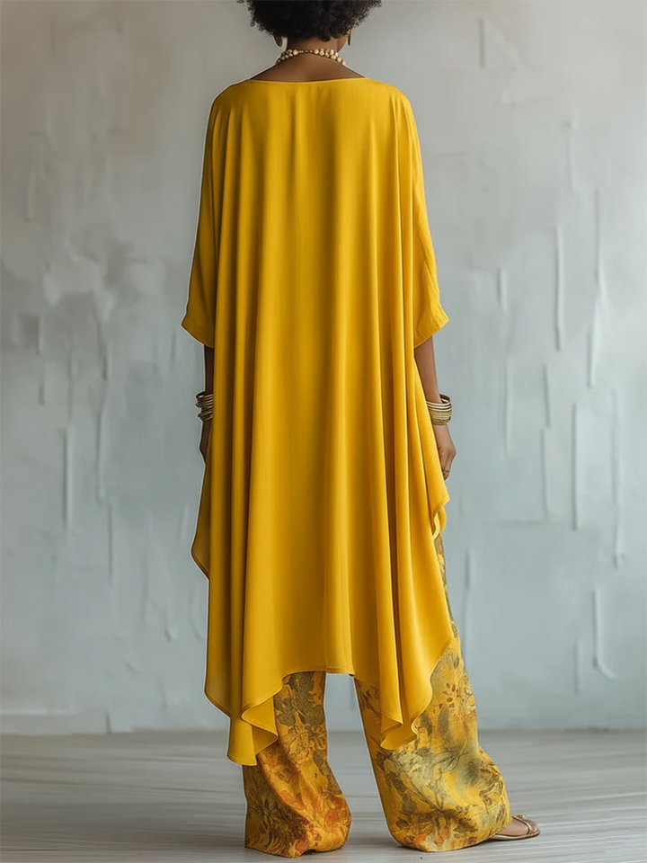 Anwyn - Set aus mehrlagigem Chiffon-Top und Hose mit weitem Bein