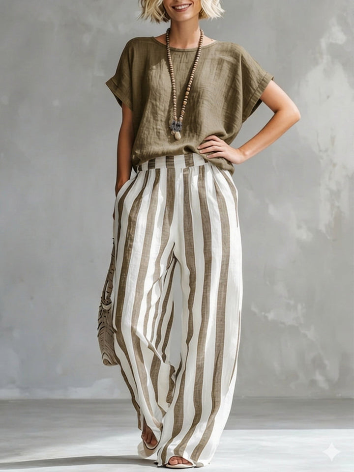 Eulalie - Strukturiertes Shirt-und-Shorts-Set