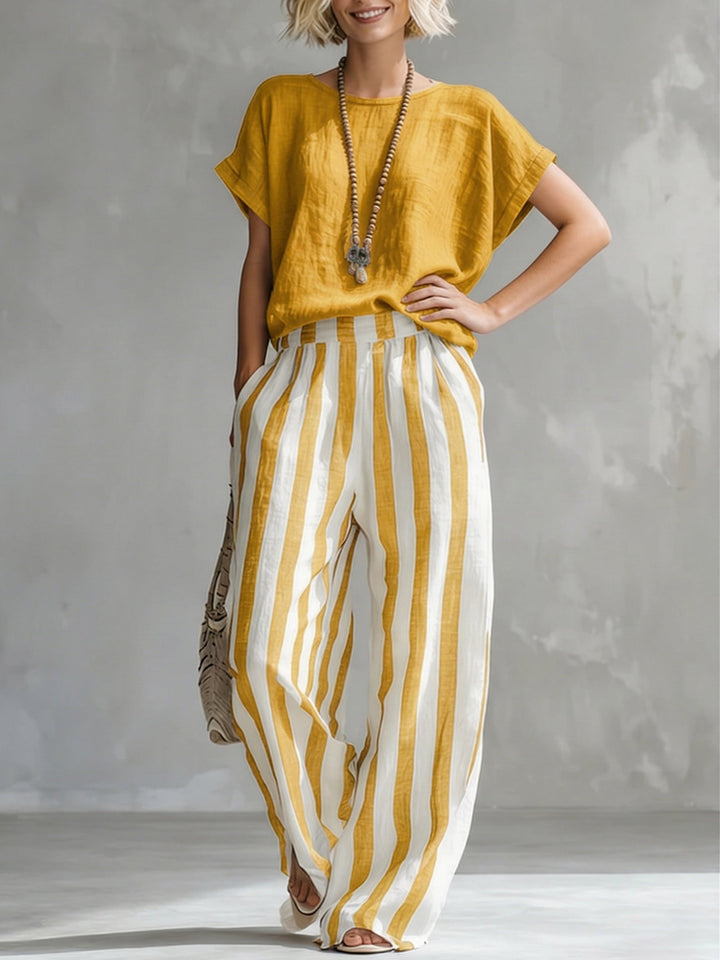 Eulalie - Strukturiertes Shirt-und-Shorts-Set
