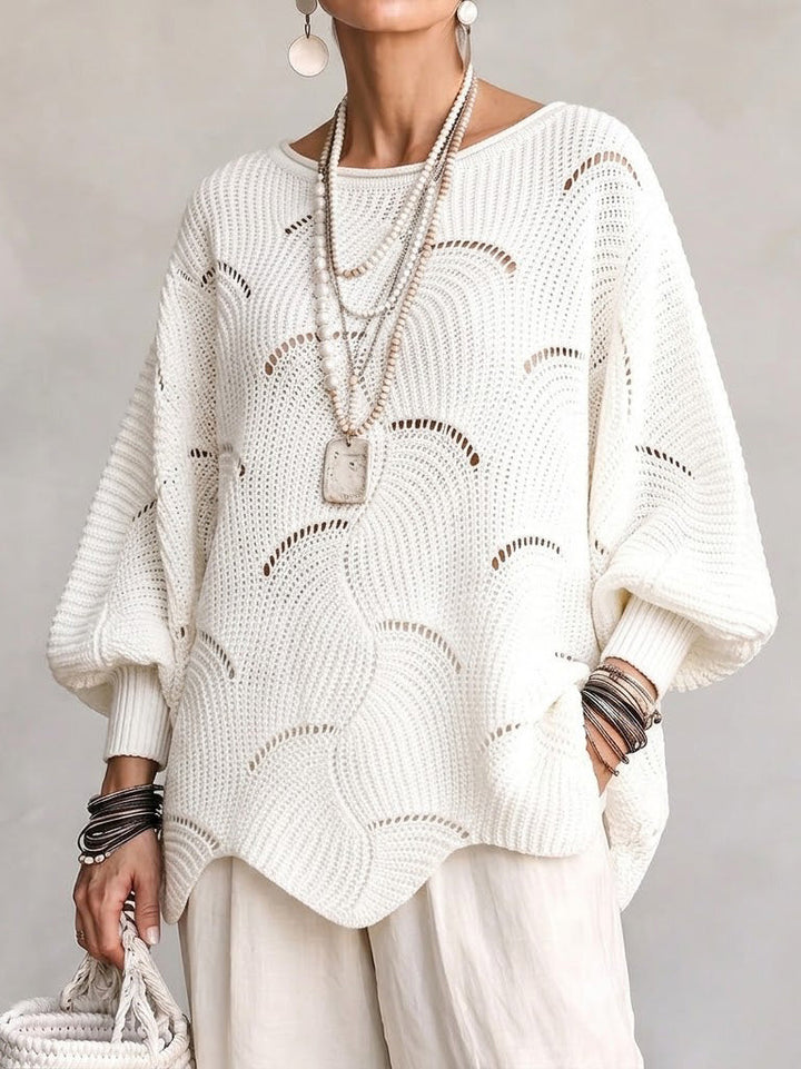 Coravina - Strukturierter Lochstrickpullover