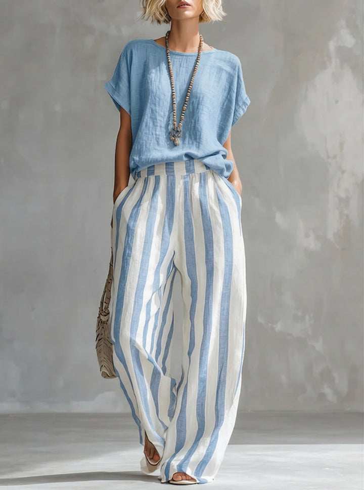 Eulalie - Strukturiertes Shirt-und-Shorts-Set