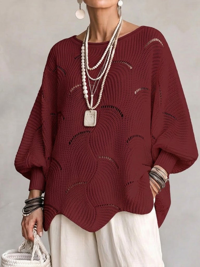 Coravina - Strukturierter Lochstrickpullover