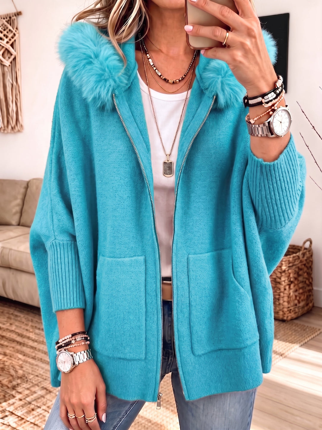 Veronelle - Soft-Touch Kapuzencardigan mit Reißverschluss