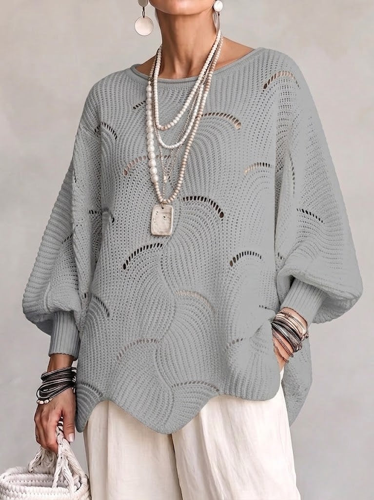 Coravina - Strukturierter Lochstrickpullover