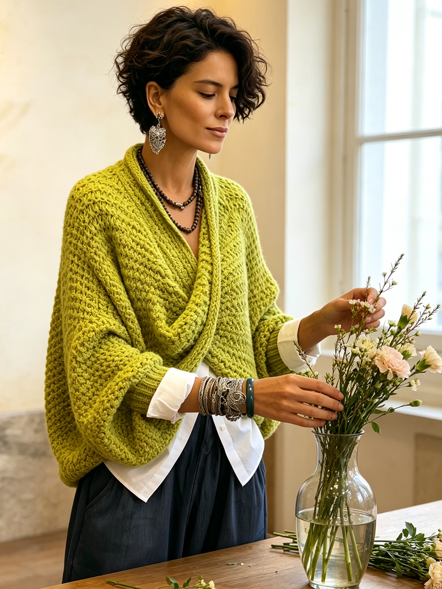 Orelle - Strukturierter V-Ausschnitt-Pullover