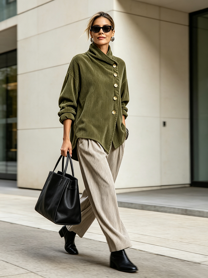 Blair - Strukturiertes hochgeschlossenes asymmetrisches Sweatshirt
