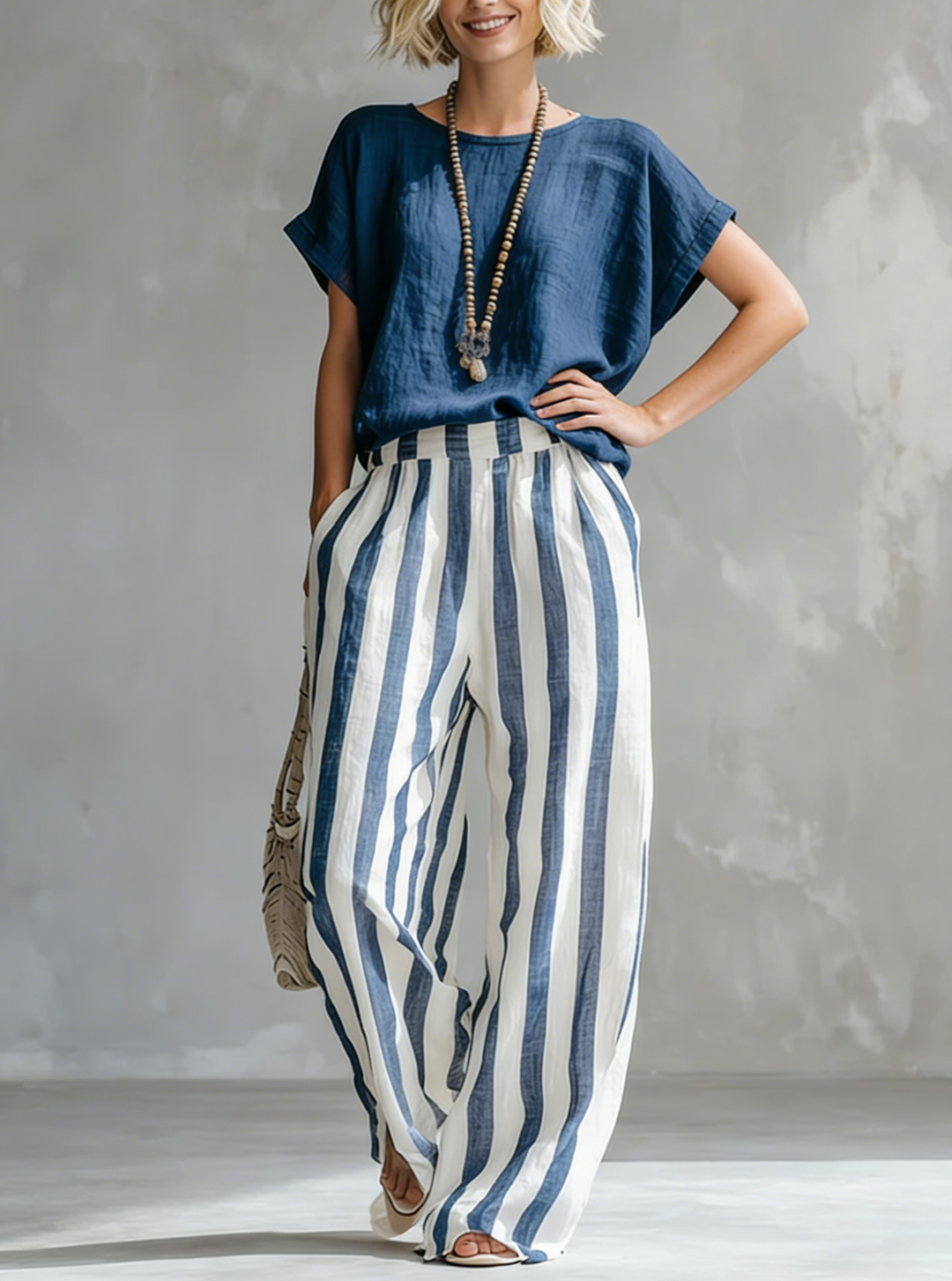 Eulalie - Strukturiertes Shirt-und-Shorts-Set