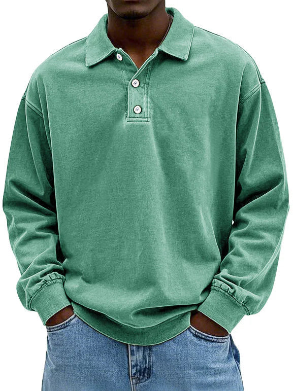 Brychan - Langarm-Poloshirt mit Vintage-Waschung