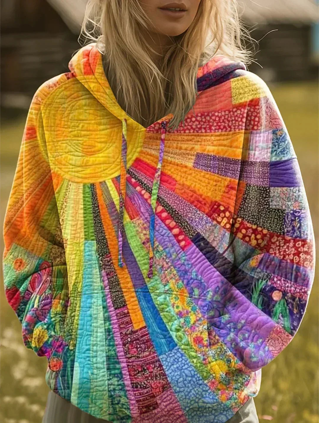 Jessanova - Superweicher Patchwork-Kapuzenpullover