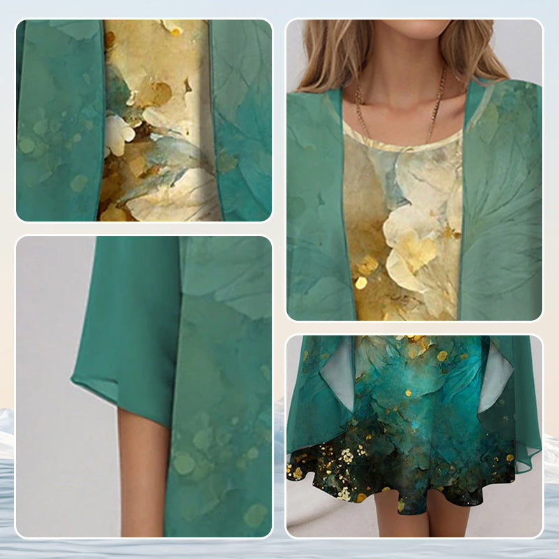 Delavelle - Elegantes mehrlagiges Midikleid-Set