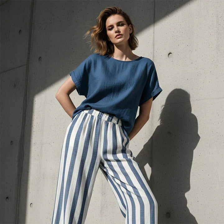 Eulalie - Strukturiertes Shirt-und-Shorts-Set