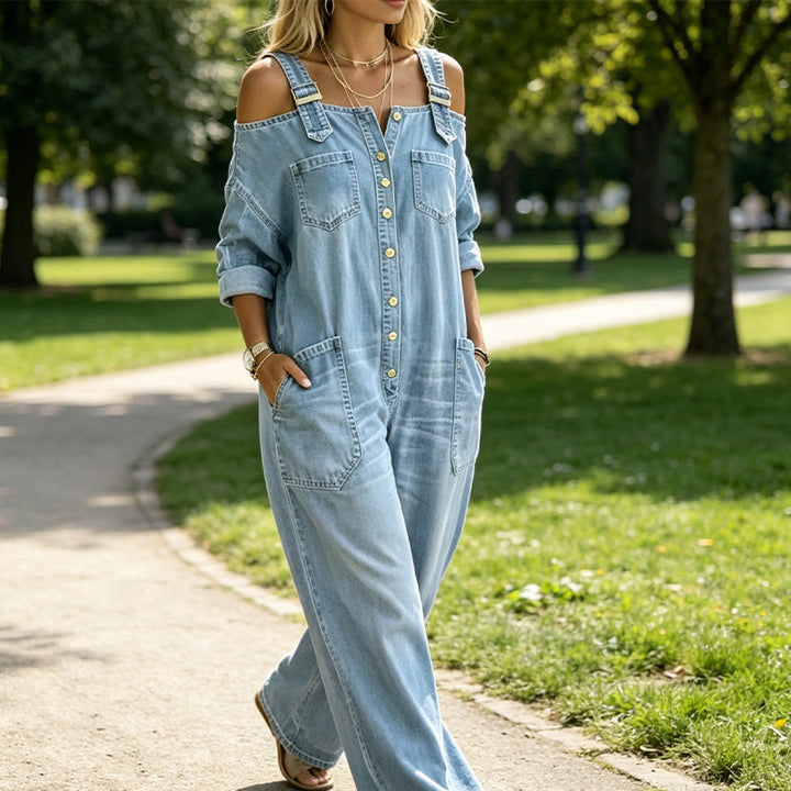 Neralyn - gewaschener Denim-Jumpsuit mit Taschen