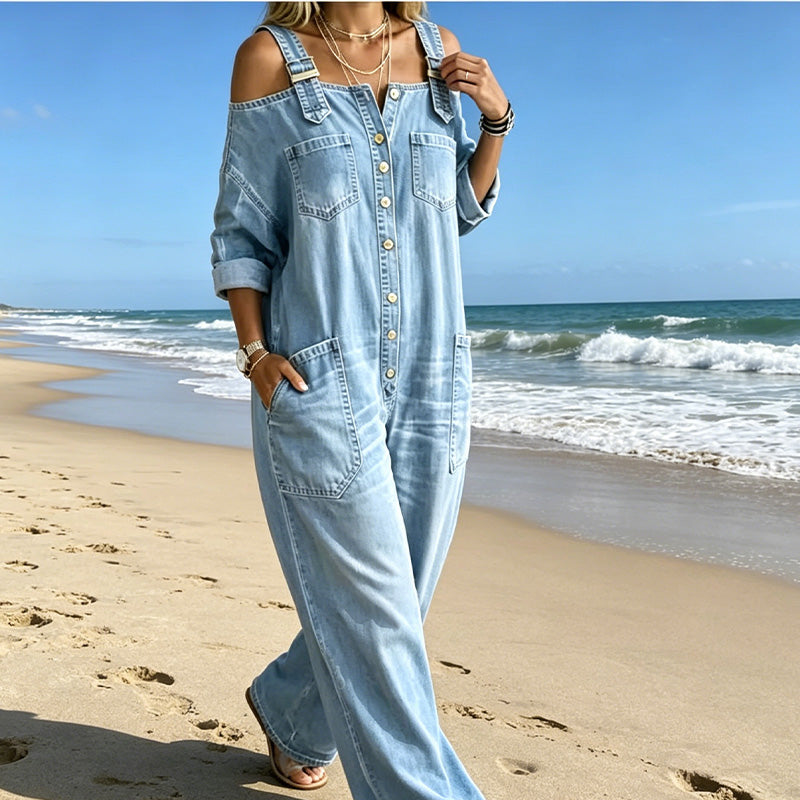 Neralyn - gewaschener Denim-Jumpsuit mit Taschen