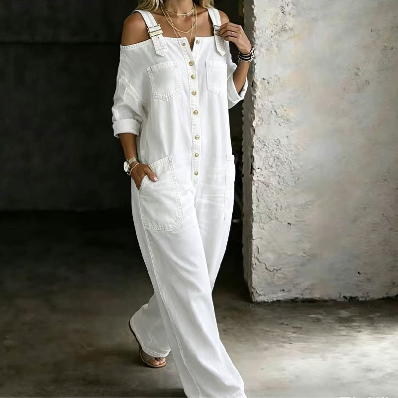 Neralyn - gewaschener Denim-Jumpsuit mit Taschen