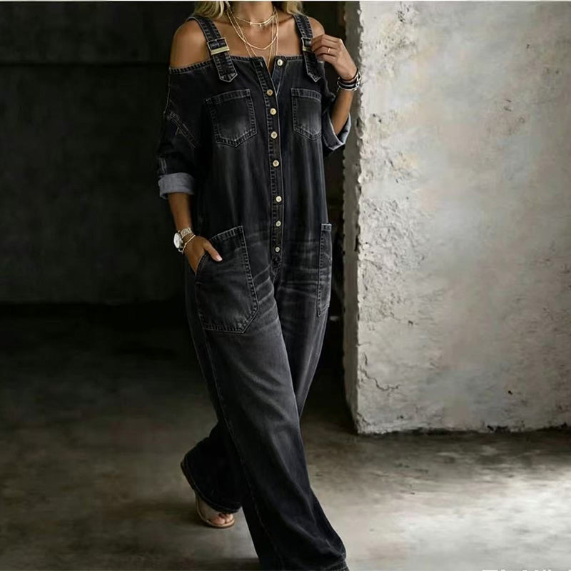 Neralyn - gewaschener Denim-Jumpsuit mit Taschen