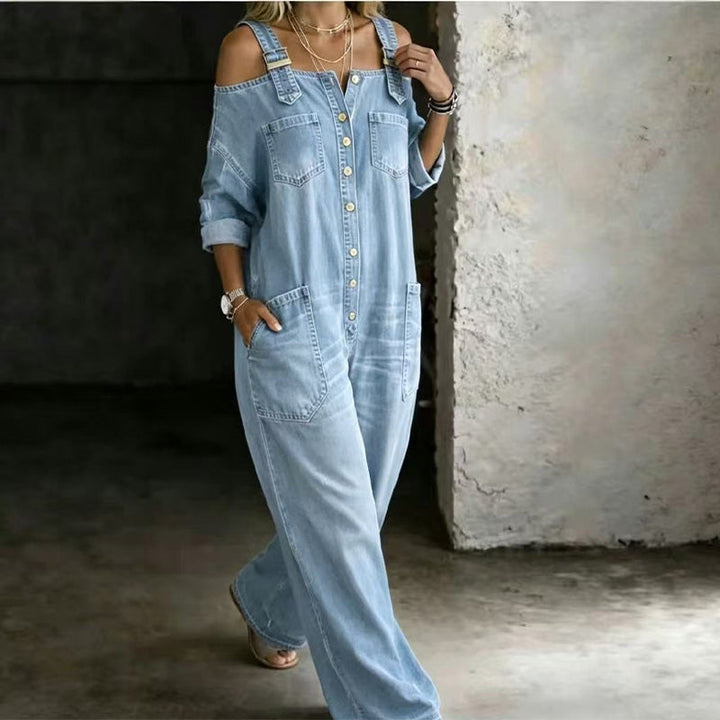 Neralyn - gewaschener Denim-Jumpsuit mit Taschen