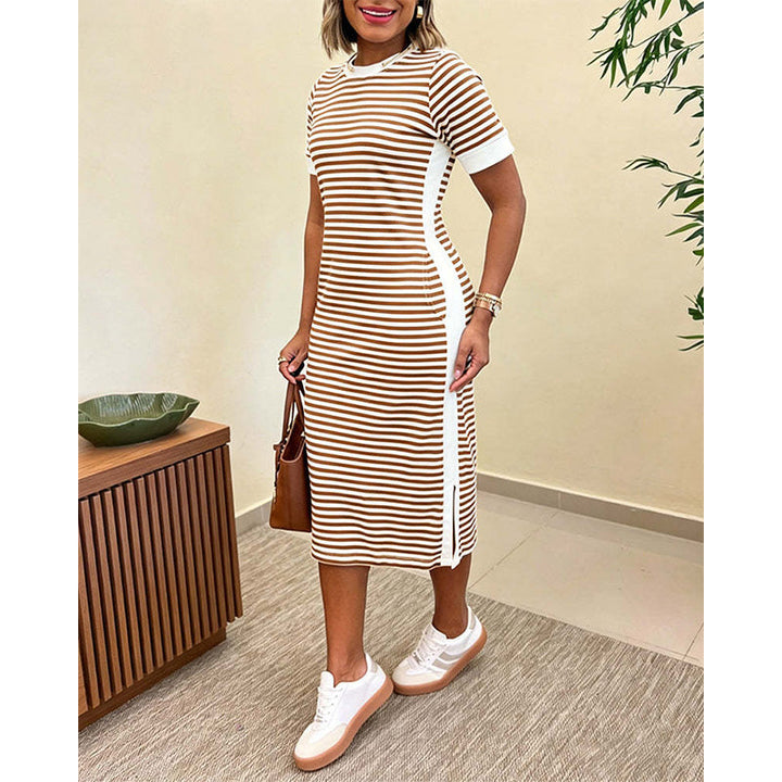 Reeva - Weiches gestreiftes Midikleid