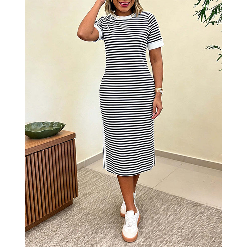 Reeva - Weiches gestreiftes Midikleid