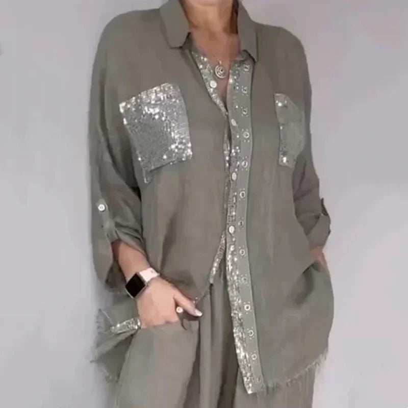 Oriavelle - Luxuriöser Pailletten-Zweiteiler aus Bluse und Hose