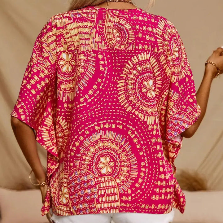 Noellise - Kunstvolle Bluse mit Fledermausärmeln