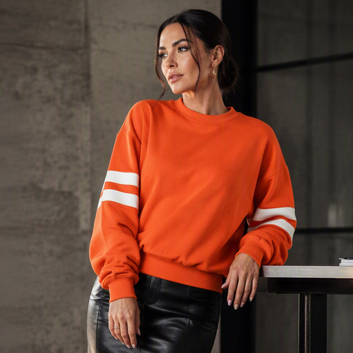 Anwynna - Sportives Sweatshirt mit gestreiften Ärmeln