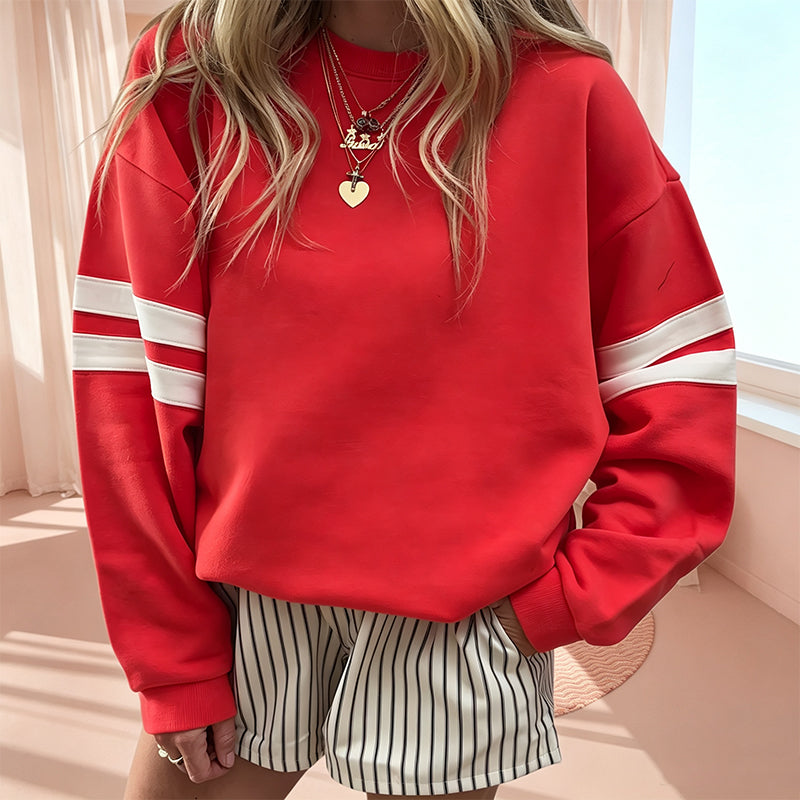 Anwynna - Sportives Sweatshirt mit gestreiften Ärmeln