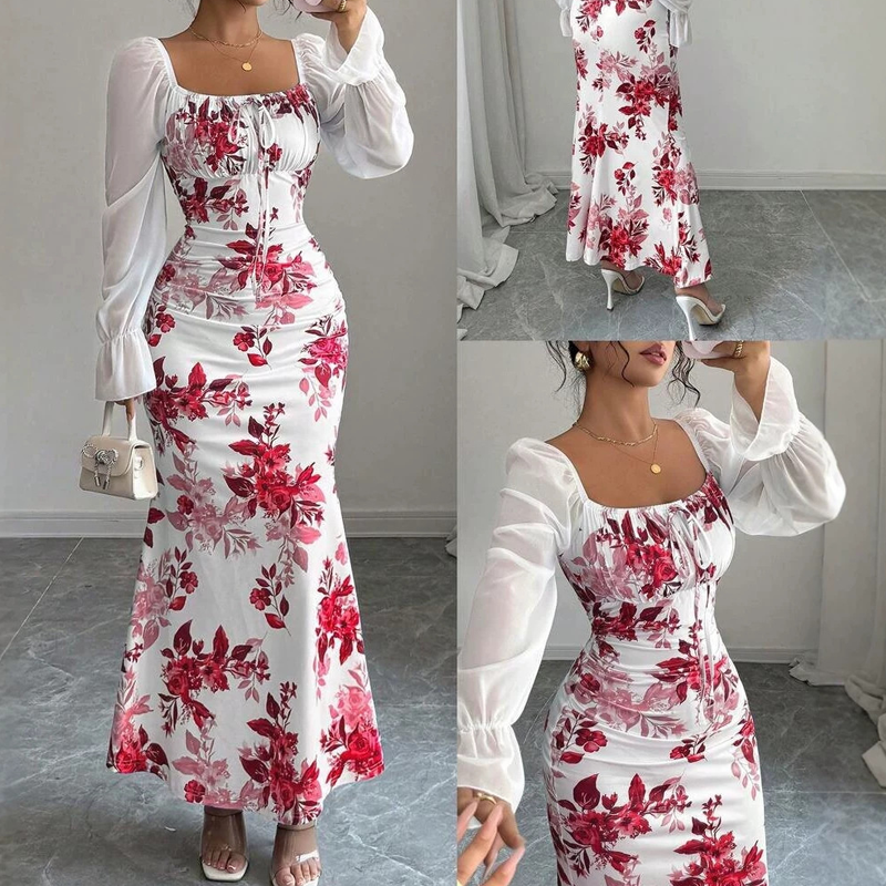 Noevalle - Florales Soft-Touch-Meerjungfrau-Kleid