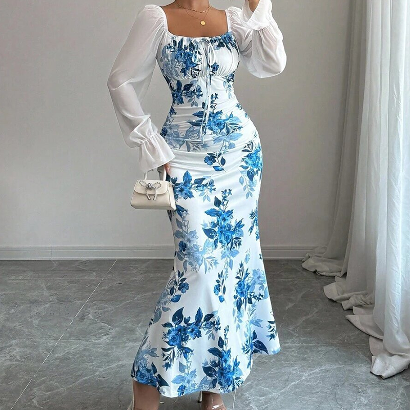 Noevalle - Florales Soft-Touch-Meerjungfrau-Kleid