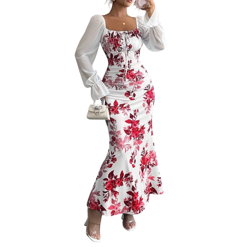 Noevalle - Florales Soft-Touch-Meerjungfrau-Kleid