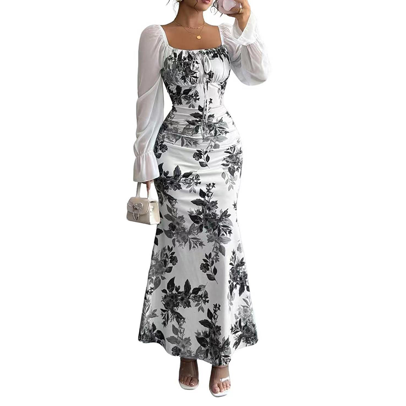 Noevalle - Florales Soft-Touch-Meerjungfrau-Kleid
