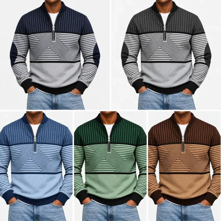 Ifan - Geometrischer Half-Zip-Pullover