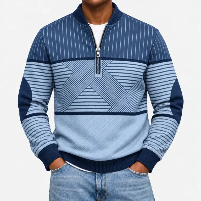 Ifan - Geometrischer Half-Zip-Pullover