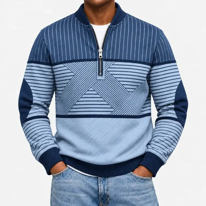 Ifan - Geometrischer Half-Zip-Pullover
