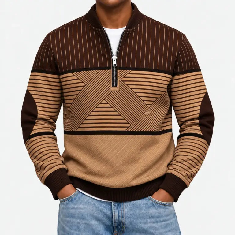 Ifan - Geometrischer Half-Zip-Pullover