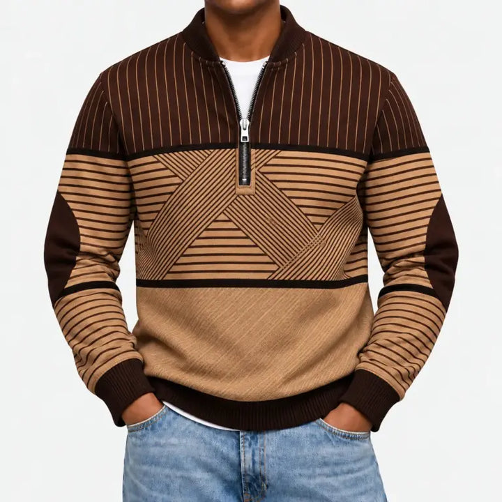 Ifan - Geometrischer Half-Zip-Pullover