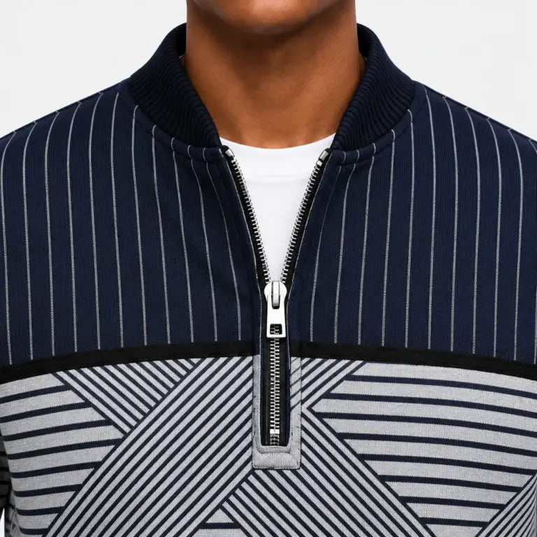 Ifan - Geometrischer Half-Zip-Pullover