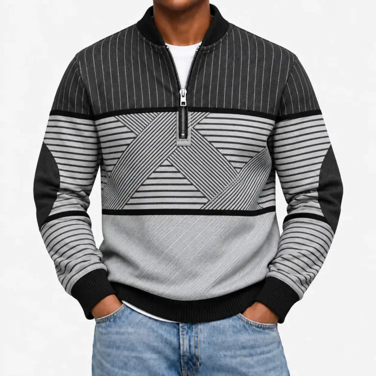 Ifan - Geometrischer Half-Zip-Pullover