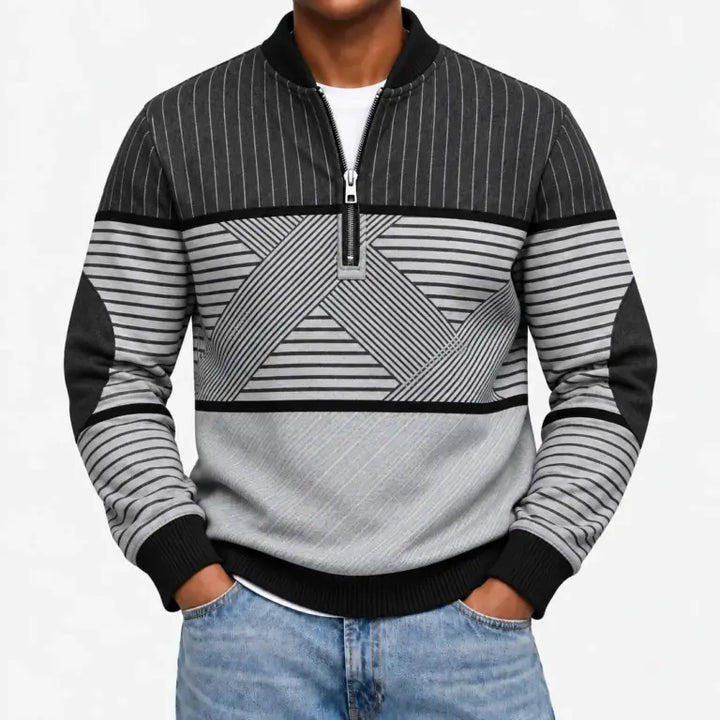 Ifan - Geometrischer Half-Zip-Pullover