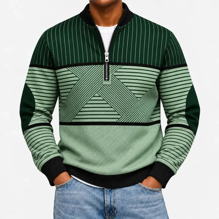 Ifan - Geometrischer Half-Zip-Pullover