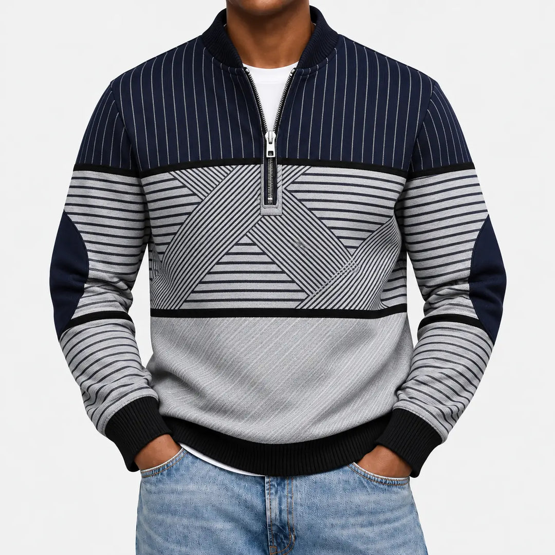 Ifan - Geometrischer Half-Zip-Pullover