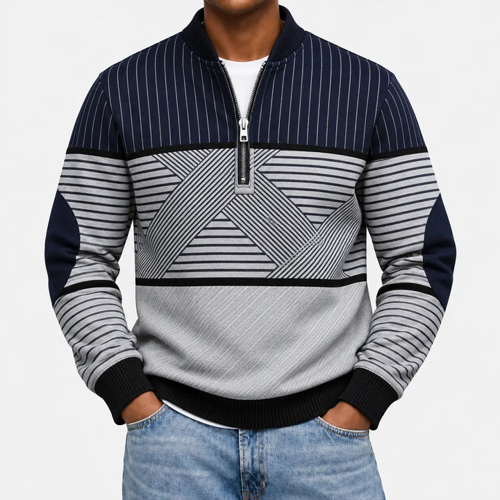 Ifan - Geometrischer Half-Zip-Pullover