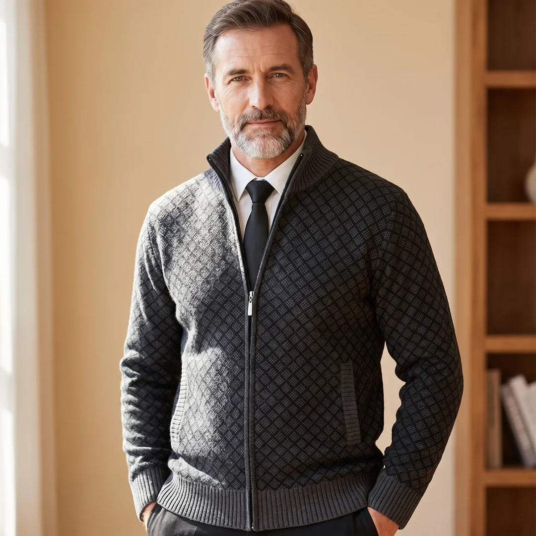 Aris - Gemusterte Strickjacke mit Reißverschluss