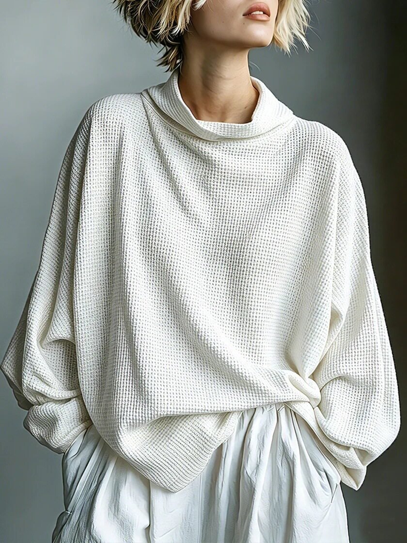 Aella - Strukturiertes Oversized-Top mit hohem Kragen