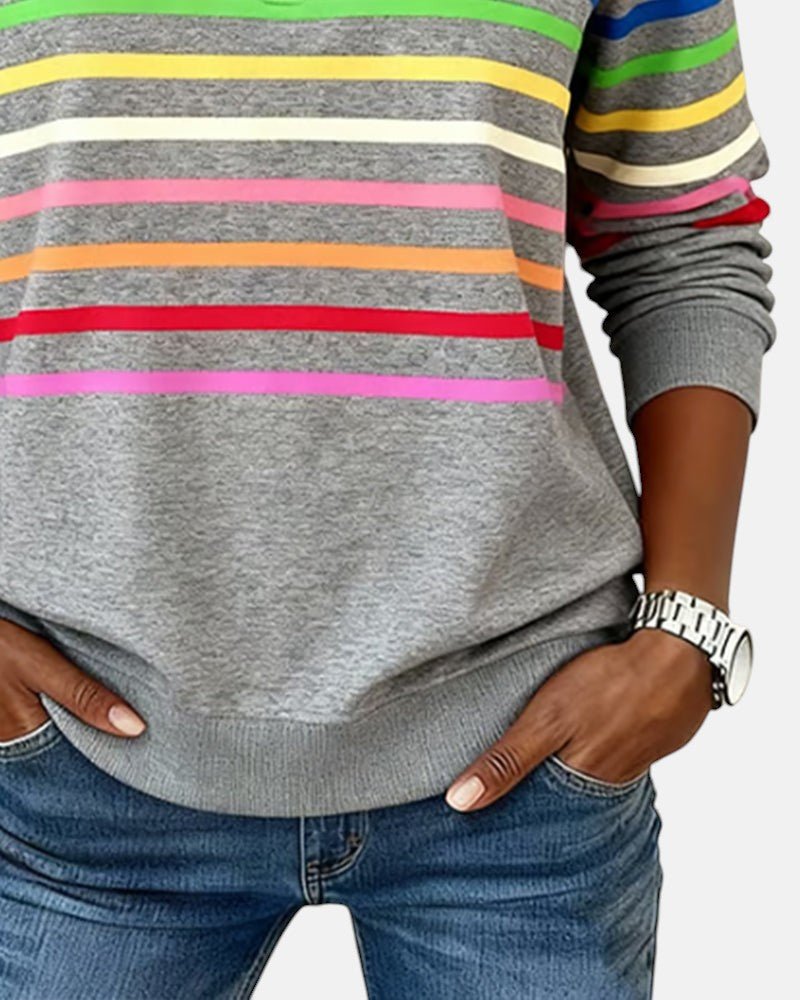 Corinelle - Gestreiftes Half-Zip-Sweatshirt mit Soft-Touch-Finish