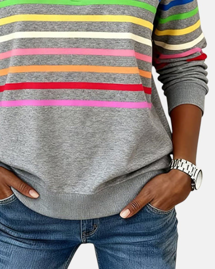Corinelle - Gestreiftes Half-Zip-Sweatshirt mit Soft-Touch-Finish