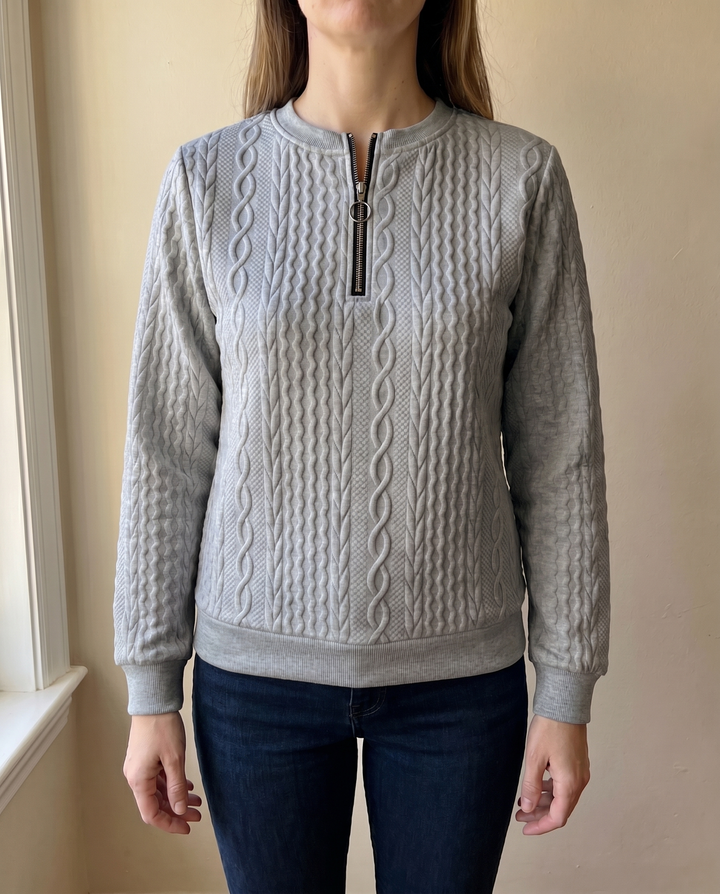Darla - Strukturierter Zip-Pullover